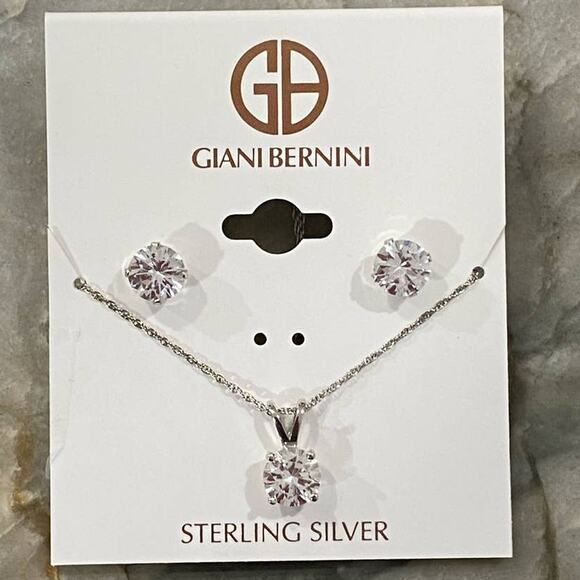 GIANI BERNINI Lab-Created Sapphire Earring Pendant Necklace Set Sterling Silver - Picture 2 of 4